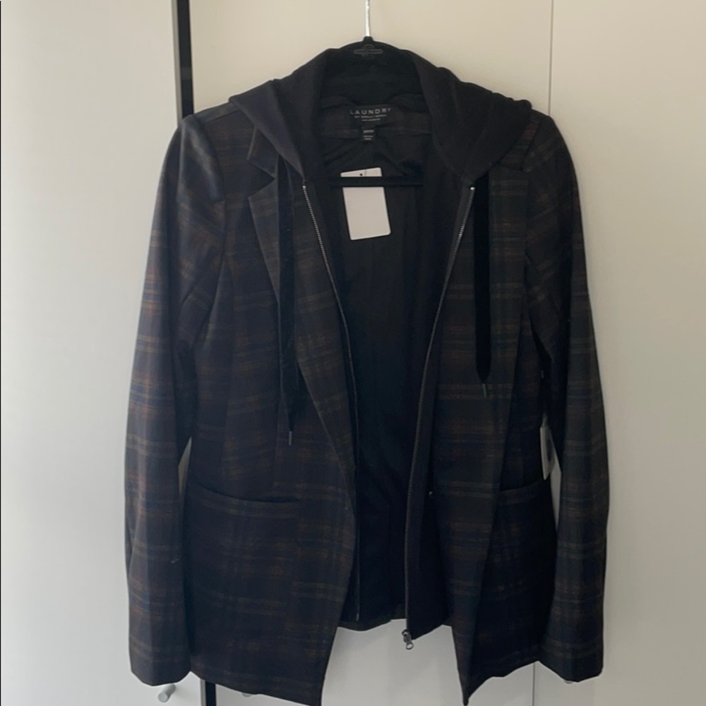 Plaid hoodie blazer